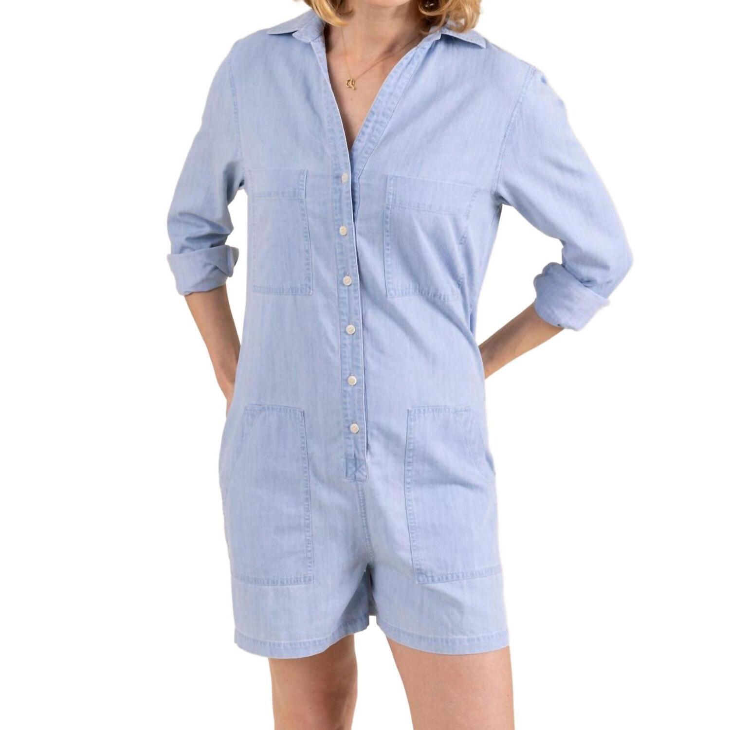 New Le Marais Fulton Romper In Classic Denim